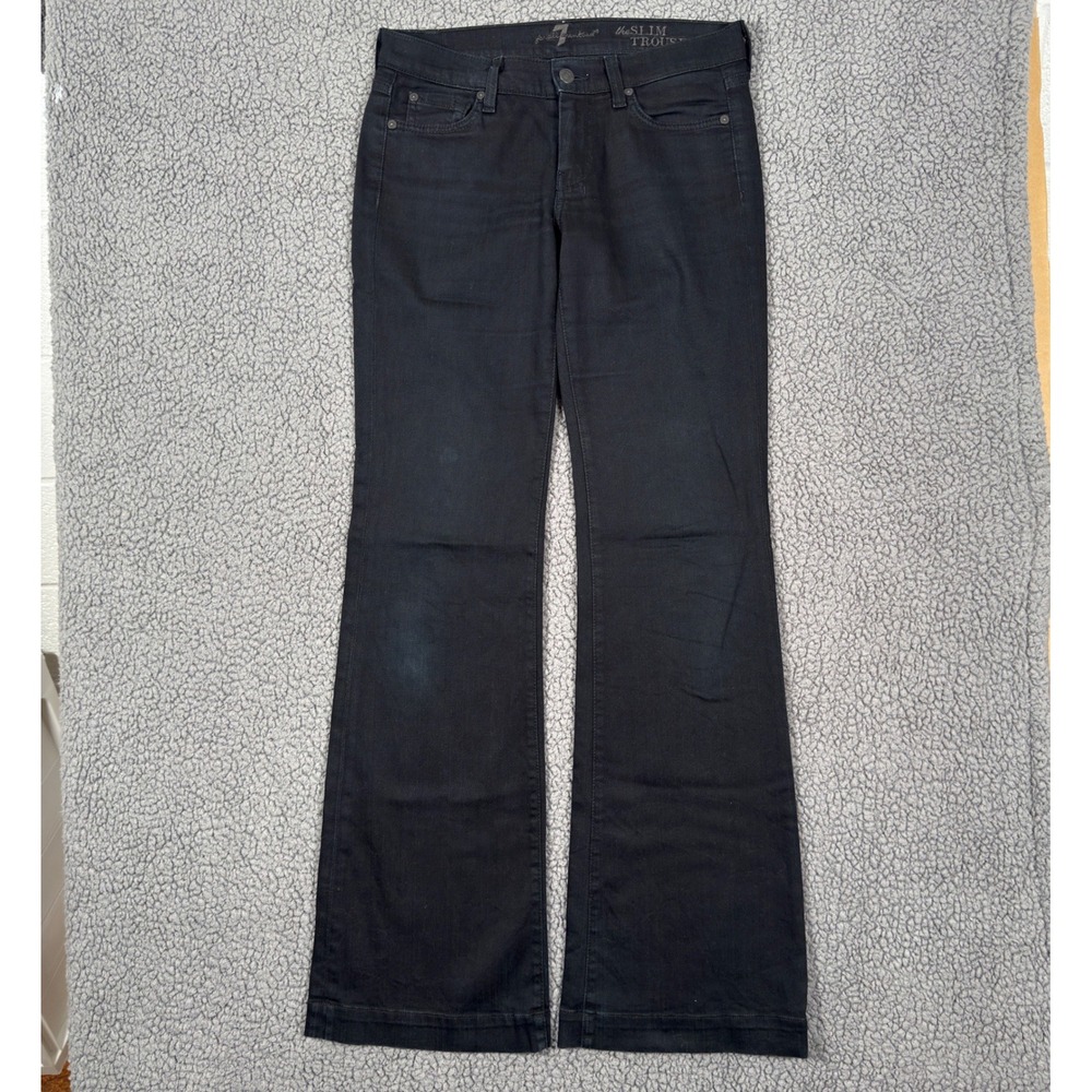 7 For All Mankind Jeans Womens Size 27 The Slim Trouser Black Flare Leg Pants